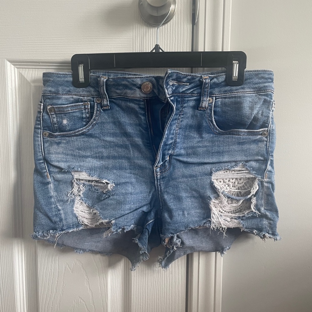 SOLD American Eagle Next Level Strength Demin Shorts with Lace Knit Pockets